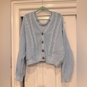 Abercrombie & Fitch Blue Cropped Cardigan Sweater